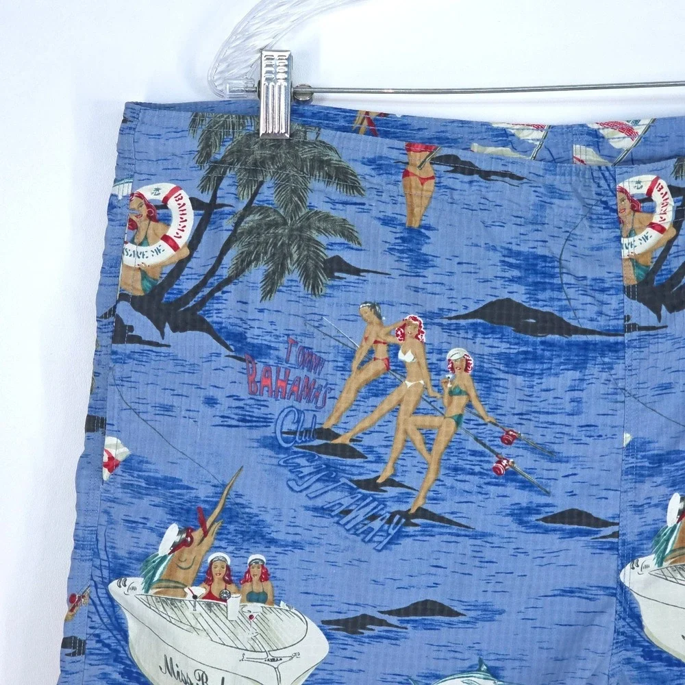 VTG 90s Tommy Bahama Swim Shorts Trunks Medium Paradise Nation Lined Tropical